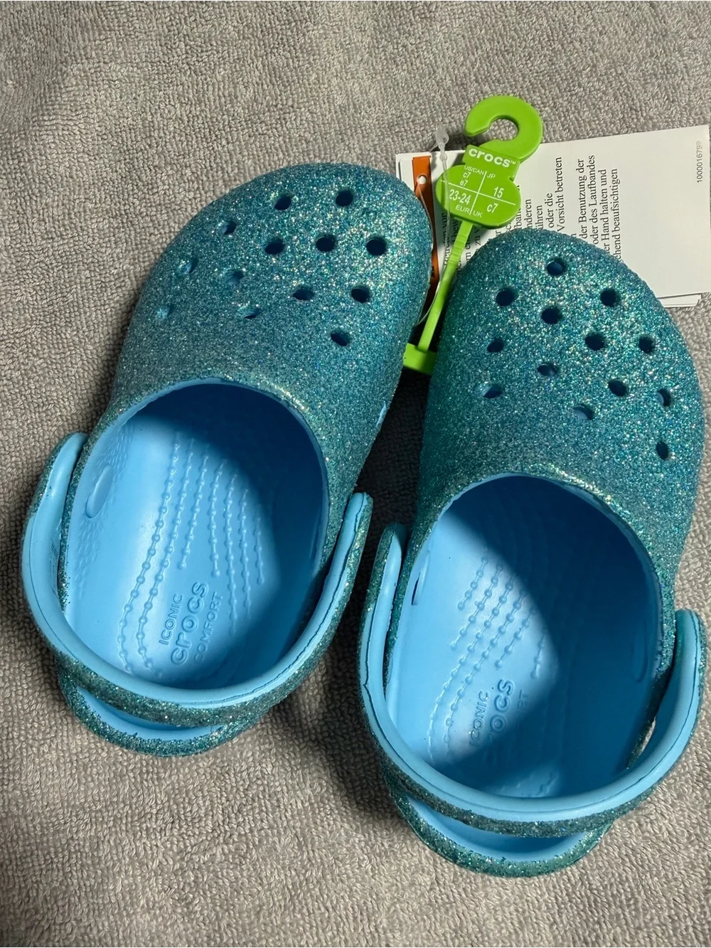 CROCS Kids' Sparkle Clogs - Teal Glitter